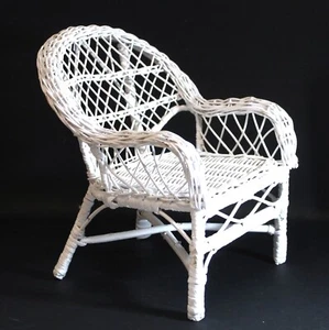 Small Wicker Rattan Porch Chair White 10" Tall - Picture 1 of 7