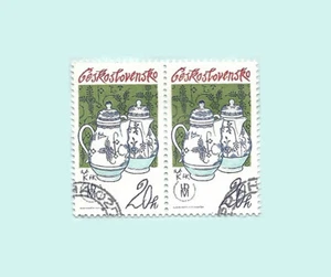 Czechoslovakia CSSR 1977 Museum of Arts Prague Used postal x2 stamps block - Picture 1 of 1