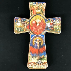 Vintage Wooden Miniature Story of Jesus 3.75" Beautiful Paper Lithograph on Wood - Picture 1 of 7