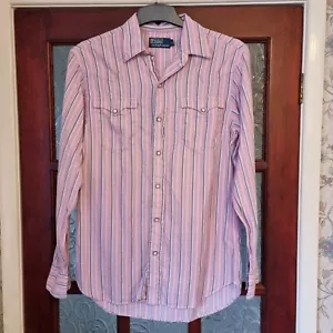 RALPH LAUREN OXFORD SHIRT STRIPE - Pink - Size S - Long Sleeved Button Mens - Picture 1 of 12