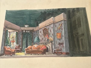 Antique Painting Illustration Vintage Brooklyn New York Interior City Furniture - Picture 1 of 19