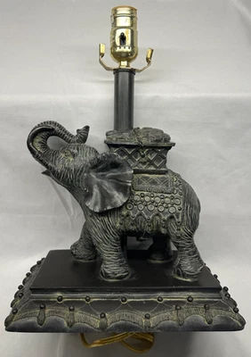 Elephant Table Lamp-Aged Bronze Finish-Safari-Sahara-Africa- 1970's-Tested - Image 1 of 4