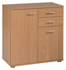 Kommode Sideboard Schrank Anrichte Wohnzimmer 2 Türen 2 Schubladen Buche Dekor - Bild 1 von 11