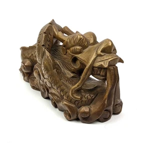 Vintage Chinese Wood Carved Dragon Figure Carving Statue - Picture 1 of 5