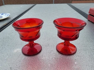 lot of 2 Vintage  Ruby Red Jamestown Sherbet Goblets wine glasses  - Picture 1 of 1