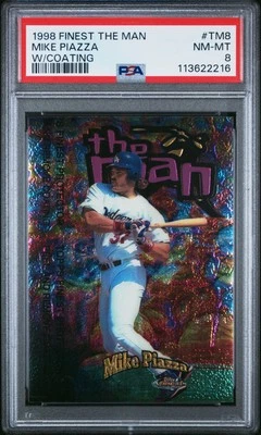 1998 Finest The Man #TM8 Mike Piazza W/Coating PSA 8 - Image 1 of 2