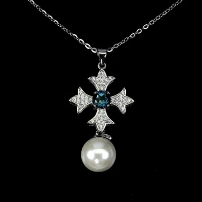 Collar de plata de ley 925 redondo topacio azul Londres 5 mm fregona piedras preciosas joyería Foto 1 de 4