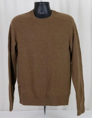 NUEVO CON ETIQUETAS $398 BROOKS BROTHERS 100% Cachemira Lite Marrón Cable Tejido Cuello Redondo SUÉTER M Foto 1 de 4