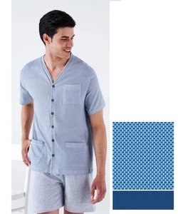 Pigiama uomo aperto a manica corta in jersey di cotone Karelpiu' KC8202 - Picture 1 of 1