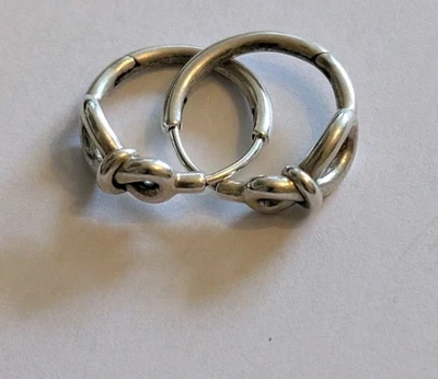  Серебряные серьги-кольца 925 пробы с узлом Pandora Infinity - Изображение 1 из 4