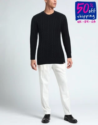 RRP €123 REVOLUTION Pullover Jumper Size M Blue Cable Knit Made in Italy - Image 1 of 4