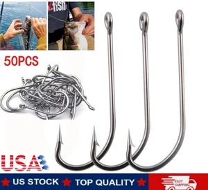 Ganchos de pesca de acero inoxidable O'shaughnessy caña larga gancho de agua salada 3,0-10,0 - Imagen 1 de 22