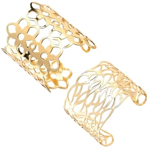 Ethnic Style Bracelet Wide Opening Wrist Bangle for Women Vintage Hollowed Out - Picture 1 of 10