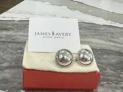 James Avery Retired Sterling Silver Dome Earrings With Omega Backs Thick Large - Image 1 of 4