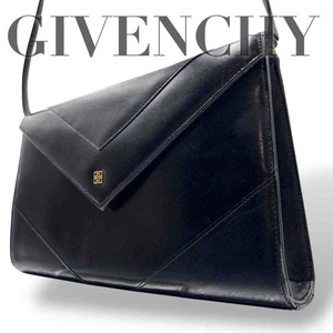 GIVENCHY Shoulder Bag Crossbody Small Logo Leather Black Women's USED FROM JAPAN - Picture 1 of 10