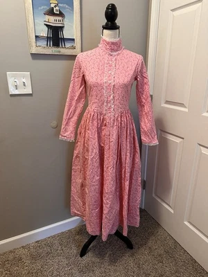 ✨Vintage Handmade Dress Girls Womens Pink Floral Cottagecore Prairie READ - Image 1 of 4