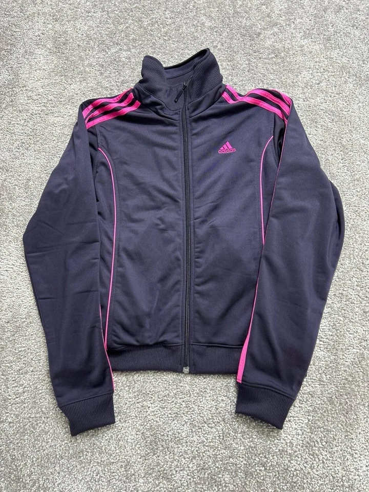 Chaqueta de Pista Adidas De Colección Para Mujer Pequeña Púrpura Forrada de Vellón Cremallera Completa Atletismo Foto 1 de 4