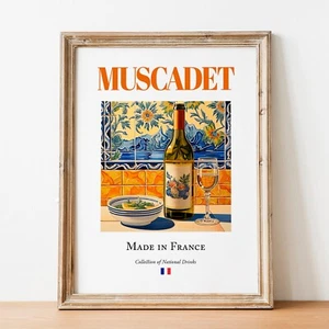 Muscadet Maiolica Tile Print | Loire Valley White Wine Poster | Bar Wall Art - Picture 1 of 11