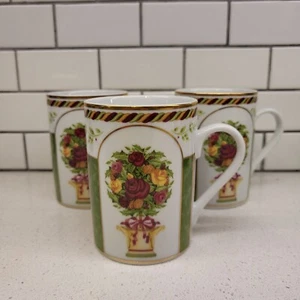 set of 3 Royal Albert Mugs Old Country Roses Seasons of Color Topiary Floral - Picture 1 of 4