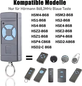 1 transmisor de mano de puerta de garaje para Hörmann HSM4/HSE4-868,SE2-868,HS2/HS4-868 - Imagen 1 de 6
