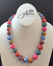 JILZARA Mosaic Elastic Medium Keepsake Necklace Polymer Clay Beads Handmade R2