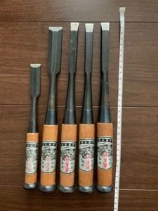 NOMI Chisel Japanese Carpentry Woodworking Tool Set Lot of 5 Free Shipping - Picture 1 of 10