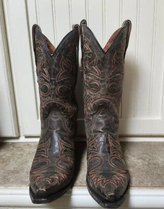 Botas vaqueras occidentales Dan Post para mujer talla 7 marrón oscuro punta corta cuero - Imagen 1 de 9