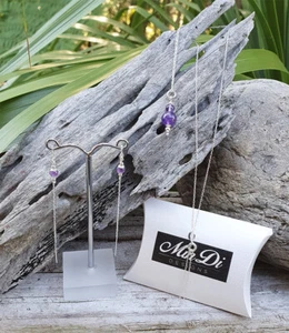 Sterling Silver Necklace & Matching Pull Through Earrings. - Foto 1 di 7