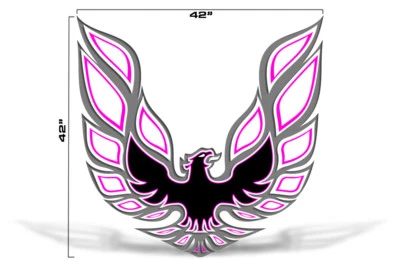 42" X 42" Firebird Hood Graphic Decal Sticker For Pontiac Trans Am PINK GREY — 第 1/2 张图片