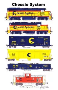 Poster Chessie System treno locale 11"x17" firmato da Andy Fletcher - Foto 1 di 1