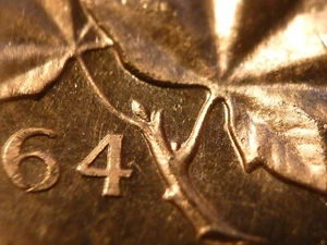 1964 BU Canada cent Extra Spine, strong cameo (from mint bag) - Picture 1 of 3