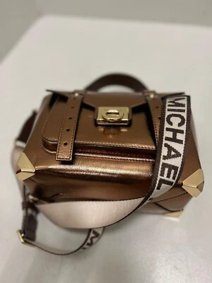 Michael Kors Manhattan Medium Mocha Satchel Crossbody Bag Shoulder Purse Handbag - Image 1 of 4