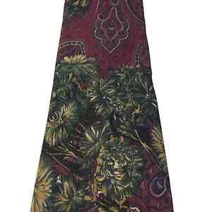 Joseph Richards Maroon Silk Floral Neck Tie Made in USA