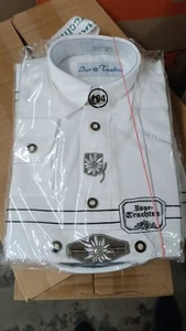 Kinder Trachtenhemd von Isar Trachten in Weiß Bestickt,Letzte 92-140,reduz. 50%