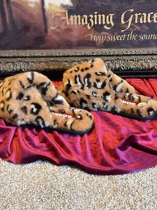 Sorel Faux Fur Leopard Print Slippers Go Mail Run Cozy Warm SizeUS 5 NEW - Picture 1 of 6