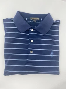 Polo uomo Peter Millar estiva comoda blu navy/azzurro a righe taglia large - Foto 1 di 4