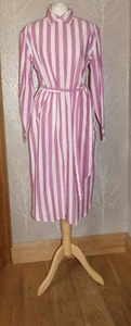 BODEN ROSA & WEISS GESTREIFTES POPELINE BAUMWOLLE RELAXED SHIRT MIDIKLEID UK 10 L TASCHEN - Bild 1 von 10