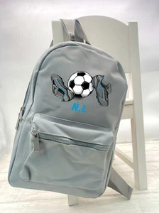 Personalised Grey Football Backpack with Matching Cooling Water bottle - Picture 1 of 1