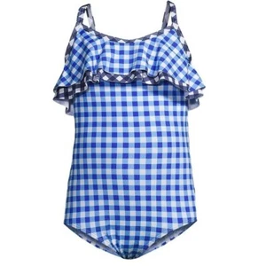 DRAPER JAMES LANDS' END GIRLS PLUS ONE PC RUFFLE SWIMSUIT - Picture 1 of 3