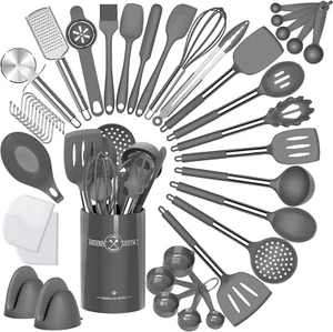 Silicone Kitchen Cooking Utensil Set, 43 Pcs Silicone Spatula with Stainless Ste - Picture 1 of 12