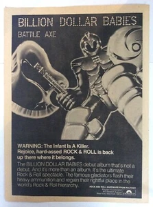 MILLIARDEN DOLLAR BABYS Streitaxt Werbung, Anzeige, Poster, Bild ALICE COOPER - Bild 1 von 1