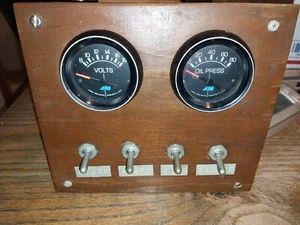 Marine Panel W/ 2 Aqua Meter Gauges, 4 Switches - Picture 1 of 2