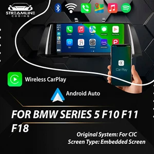 10.25" CARPLAY ANDROID AUTO FOR BMW SERIES 5 F10 F11 F18 CIC EMBEDDED SCREEN - Picture 1 of 3