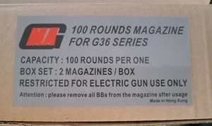 BOX SET OF 2 Airsoft Electric Gun High speed 100 ROUND MAGAZINES FOR G36 - Picture 1 of 3