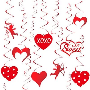 30 Pieces Valentine Hanging Swirl Decoration Kit Foil Hanging Swirl Ceiling D... - Picture 1 of 6