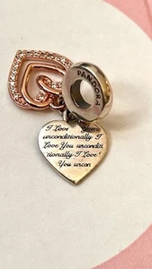Pandora Entwined Hearts Double Dangle Charm 781062C01 - Picture 1 of 9