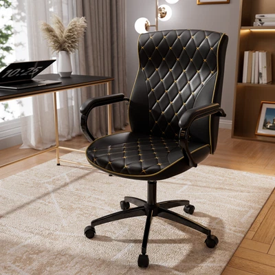Cómoda Silla de Oficina Ergonómica con Función Mecedora Respaldo Alto Silla de Escritorio para Computadora Foto 1 de 4