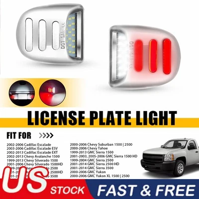 For 99-13 Chevy Silverado Avalanche 1500 Chrome LED License Plate Light Housing - Image 1 of 4