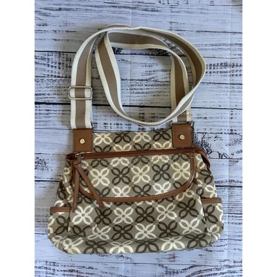 Relic by FOSSIL Beige Brown Geometric Print Crossbody Bag with Adjustable Strap - Image 1 of 4
