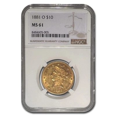 1881-O $10 Liberty Gold Eagle MS-61 NGC - Image 1 of 3
